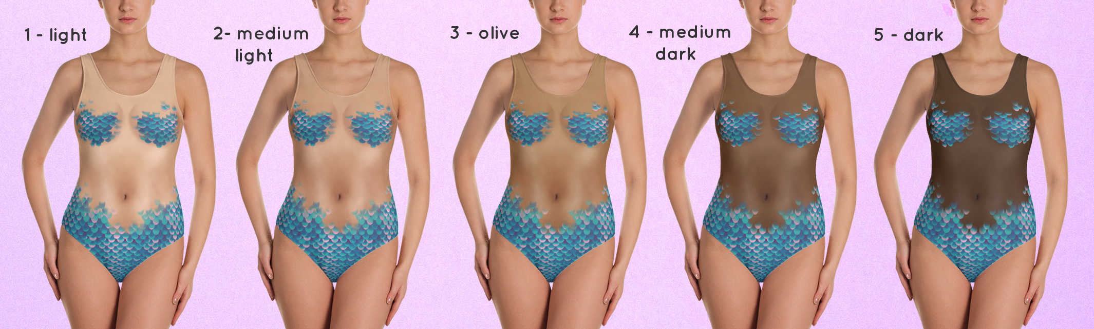 Teal Mermaid Scale Swimsuits